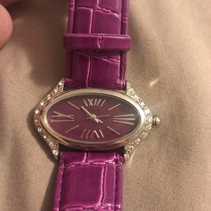 Bijoux Terner pink watch rhinestones